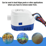 12V Bilge Pump 1100GPH Submersible Water Pump Auto Float Switch for RV Marine Boat