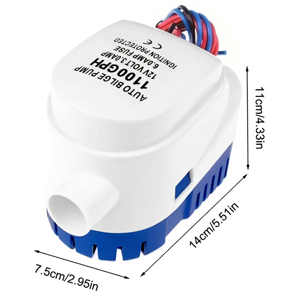 12V Bilge Pump 1100GPH Submersible Water Pump Auto Float Switch for RV Marine Boat