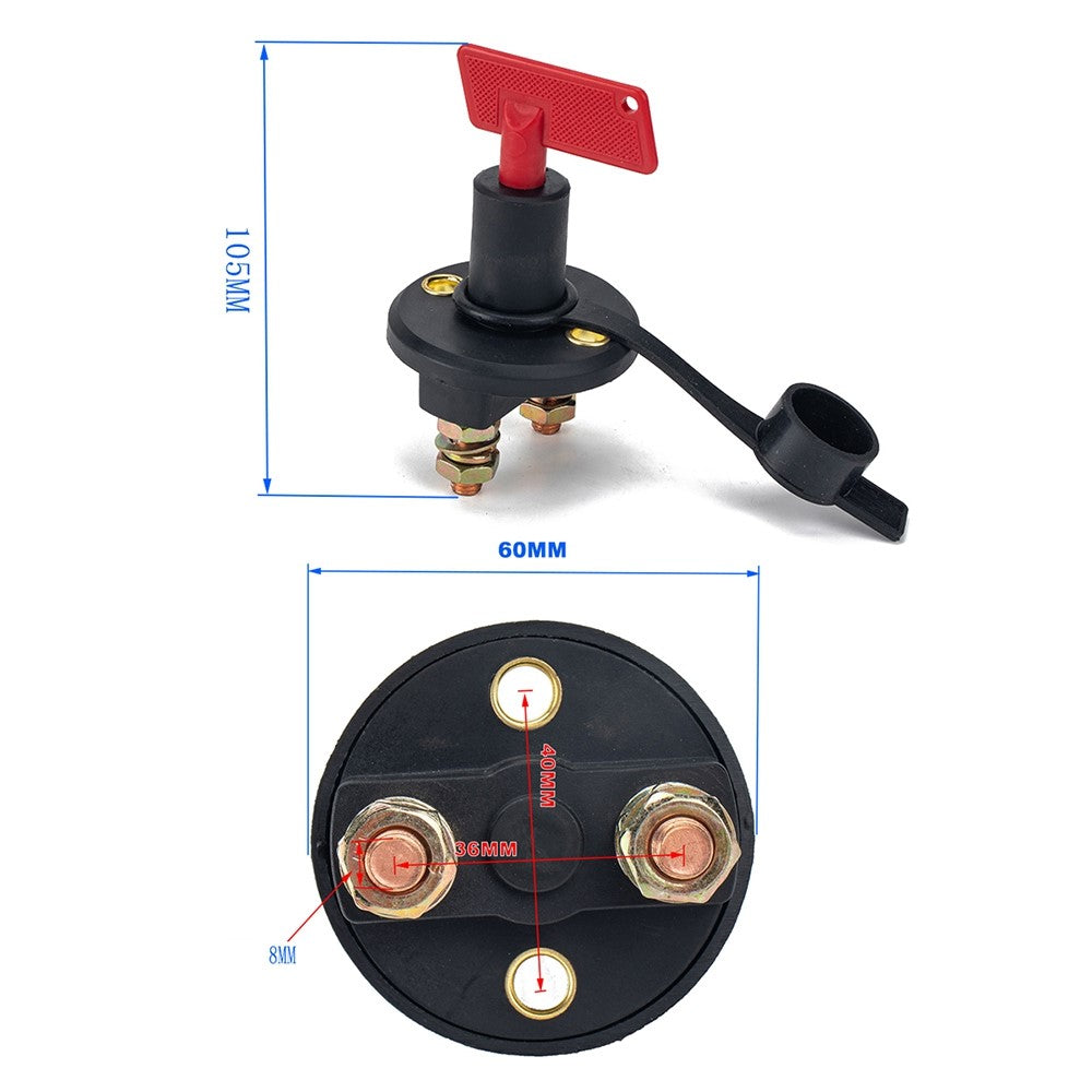A2941 200A Car Boat Battery Kill Switch Isolator Power Disconnect Switch Heat Shrink Tube Wiring Terminal Kit with 2 Keys