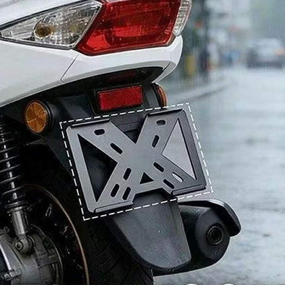 Hul X-formet nummerpladeramme til motorcykel i aluminiumslegering med 3 mm gennemsigtigt akryldæksel