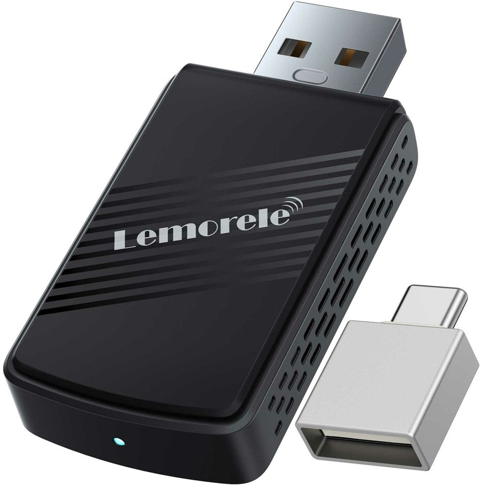 LEMORELE P90 Trådløs CarPlay-adapter Plug and Play 2-i-1 Android Auto-konverter med USB-C-adapter