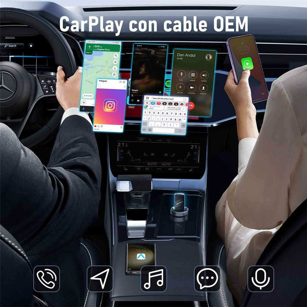 LEMORELE P90 Trådløs CarPlay-adapter Plug and Play 2-i-1 Android Auto-konverter med USB-C-adapter