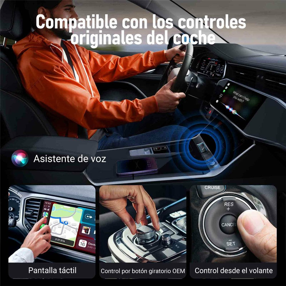 LEMORELE P90 Trådløs CarPlay-adapter Plug and Play 2-i-1 Android Auto-konverter med USB-C-adapter