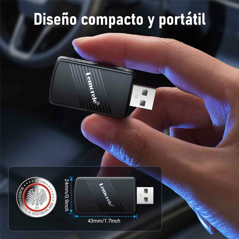 LEMORELE P90 Trådløs CarPlay-adapter Plug and Play 2-i-1 Android Auto-konverter med USB-C-adapter