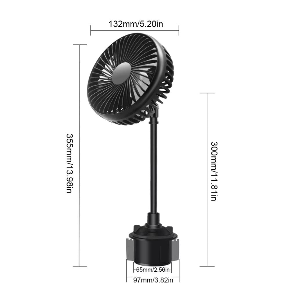 Car Cup Holder Mount USB Powered Fan 3-Speed Adjustable Silent Cooling Fan for Truck SUV