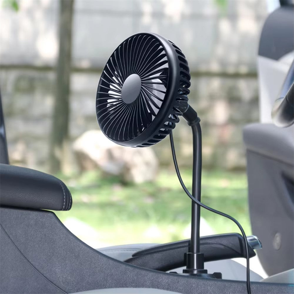 Car Cup Holder Mount USB Powered Fan 3-Speed Adjustable Silent Cooling Fan for Truck SUV
