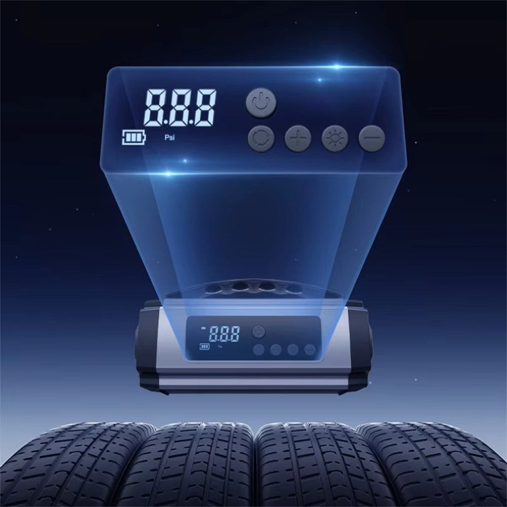 6613 Multi-function Car Jump Starter 22mm Cylinder Air Compressor 6000mAh Power Bank Emergency Kit with LED Light