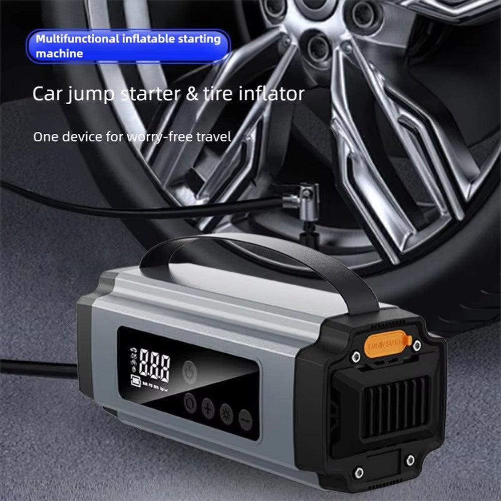 6613 Multi-function Car Jump Starter 22mm Cylinder Air Compressor 6000mAh Power Bank Emergency Kit with LED Light