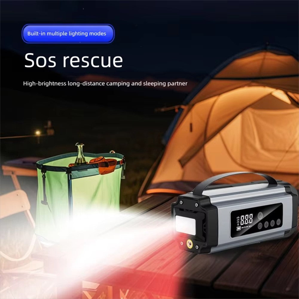 6613 Multi-function Car Jump Starter 22mm Cylinder Air Compressor 6000mAh Power Bank Emergency Kit with LED Light