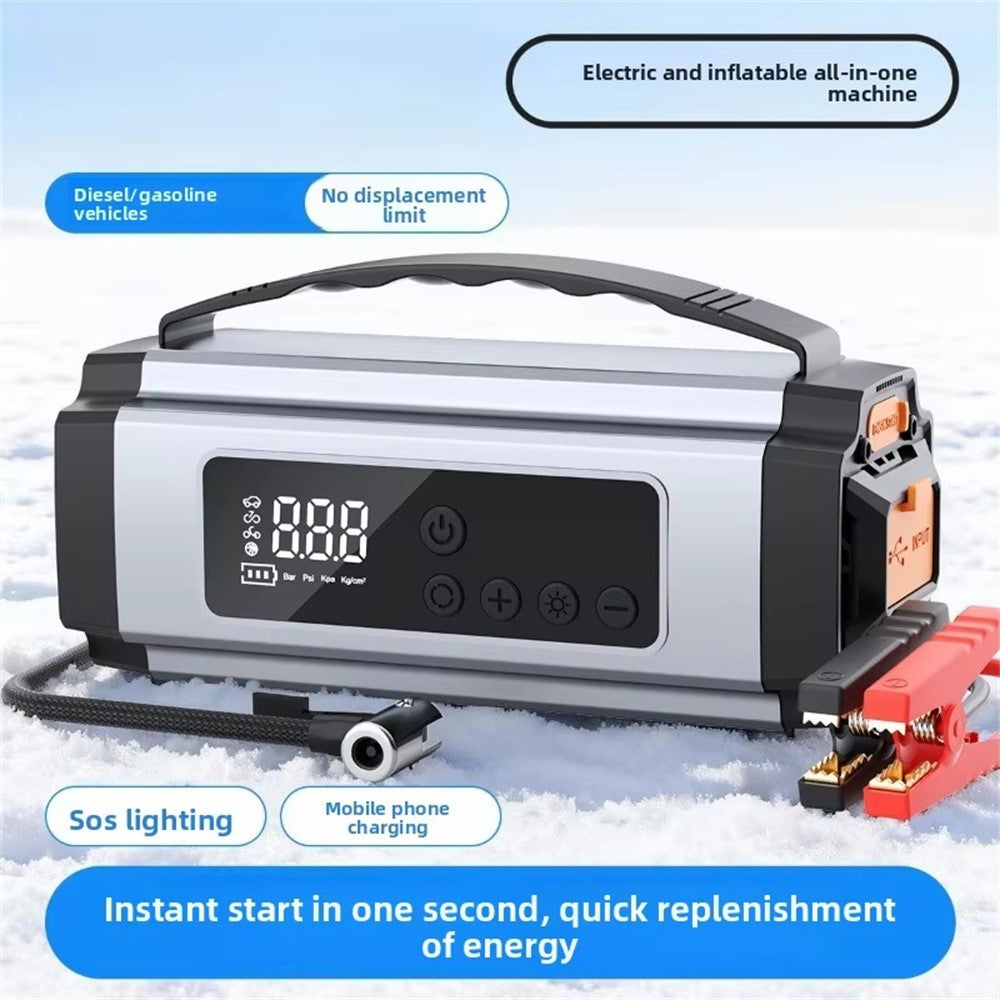 6613 Multi-function Car Jump Starter 22mm Cylinder Air Compressor 6000mAh Power Bank Emergency Kit with LED Light