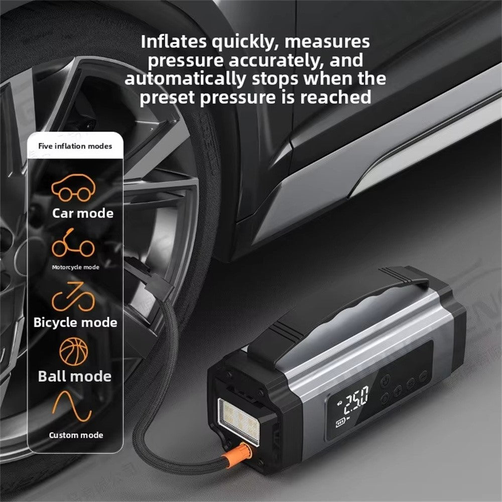 6613 Multi-function Car Jump Starter 22mm Cylinder Air Compressor 6000mAh Power Bank Emergency Kit with LED Light