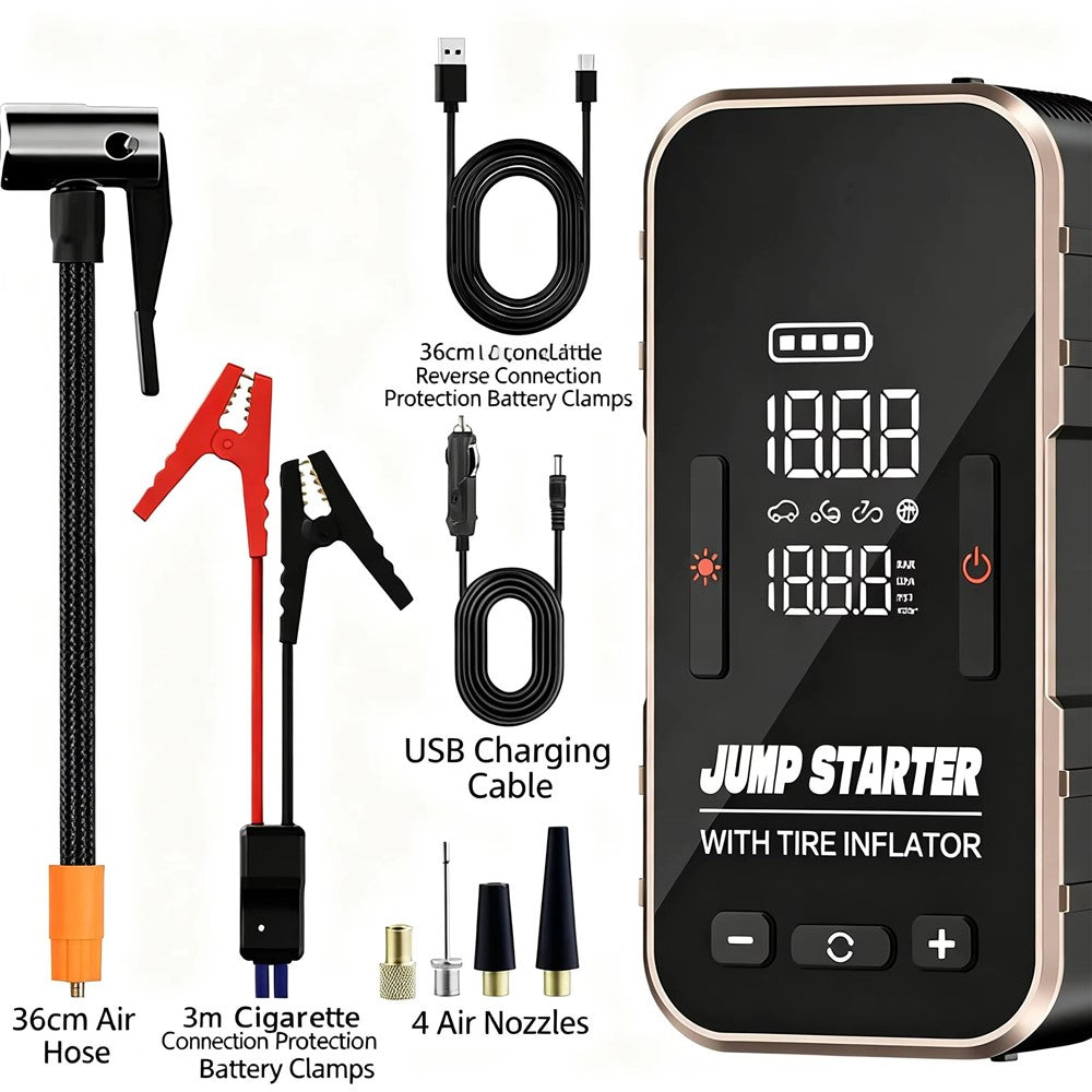 6625 Car Jump Starter 22 Cylinder Tire Inflator 6000mAh Emergency Power Bank with LED Light
