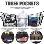 110x30cm Truck Cargo Net Organizer Mesh Storage Bag 3 Pockets Trunk Organizer for SUV Pickup Bed