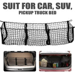 110x30cm Truck Cargo Net Organizer Mesh Storage Bag 3 Pockets Trunk Organizer for SUV Pickup Bed