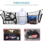 110x30cm Truck Cargo Net Organizer Mesh Storage Bag 3 Pockets Trunk Organizer for SUV Pickup Bed