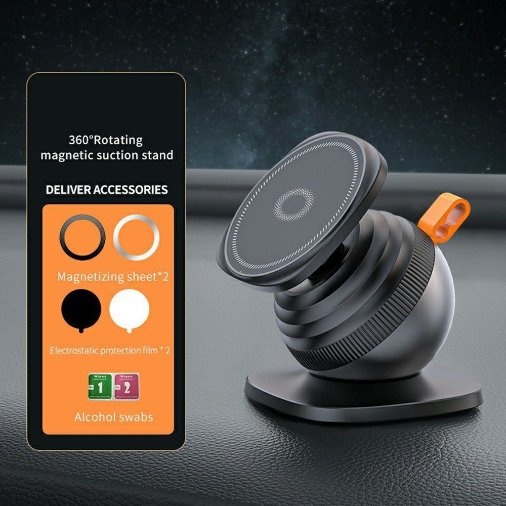 Magnetic Car Phone Holder Adhesive Mount 360 Degree Rotating Cellphone Stand with Cable Clip