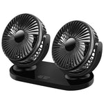12V / 24V Car USB Fan 360 Degree Rotatable 3-Speed Adjustable Dual Head Desktop Silent Fan for Dashboard