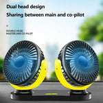 12V / 24V Car USB Fan 360 Degree Rotatable 3-Speed Adjustable Dual Head Desktop Silent Fan for Dashboard