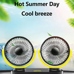 12V / 24V Car USB Fan 360 Degree Rotatable 3-Speed Adjustable Dual Head Desktop Silent Fan for Dashboard