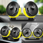 12V / 24V Car USB Fan 360 Degree Rotatable 3-Speed Adjustable Dual Head Desktop Silent Fan for Dashboard