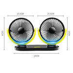 12V / 24V Car USB Fan 360 Degree Rotatable 3-Speed Adjustable Dual Head Desktop Silent Fan for Dashboard