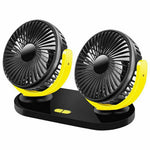 12V / 24V Car USB Fan 360 Degree Rotatable 3-Speed Adjustable Dual Head Desktop Silent Fan for Dashboard