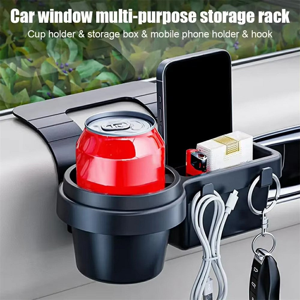 Car Window Organizer Multi-Function Cup Holder Phone Storage Box for Door Side Hanging