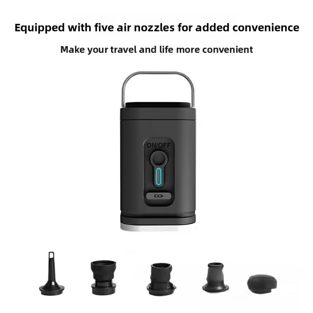 2400mAh Mini Electric Air Pump with 5 Air Nozzles Cordless Inflator with LED Light for Camping