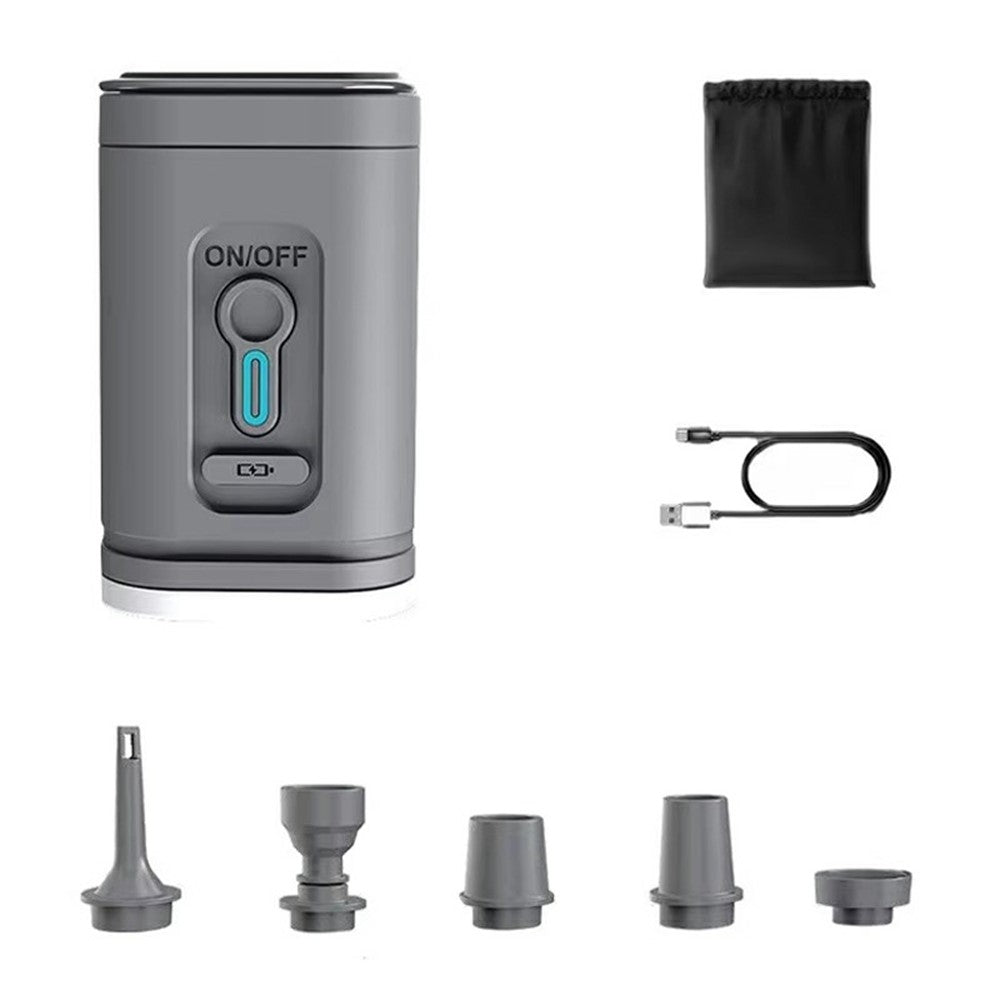 2400mAh Mini Electric Air Pump with 5 Air Nozzles Cordless Inflator with LED Light for Camping