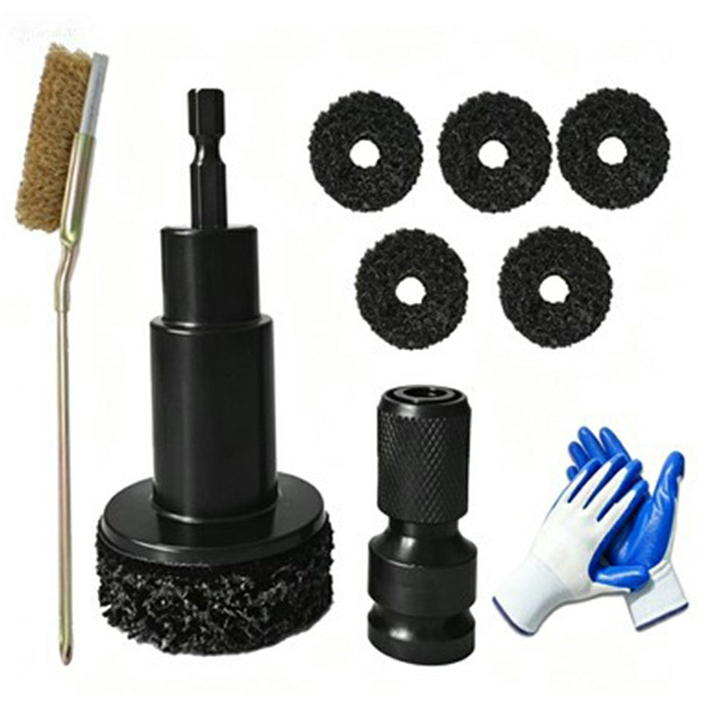 9Pcs Wheel Hub Brake Disc Rust Removal Tool Kit with 5 Grinding Discs Wire Brush Gloves for Car Maintenance