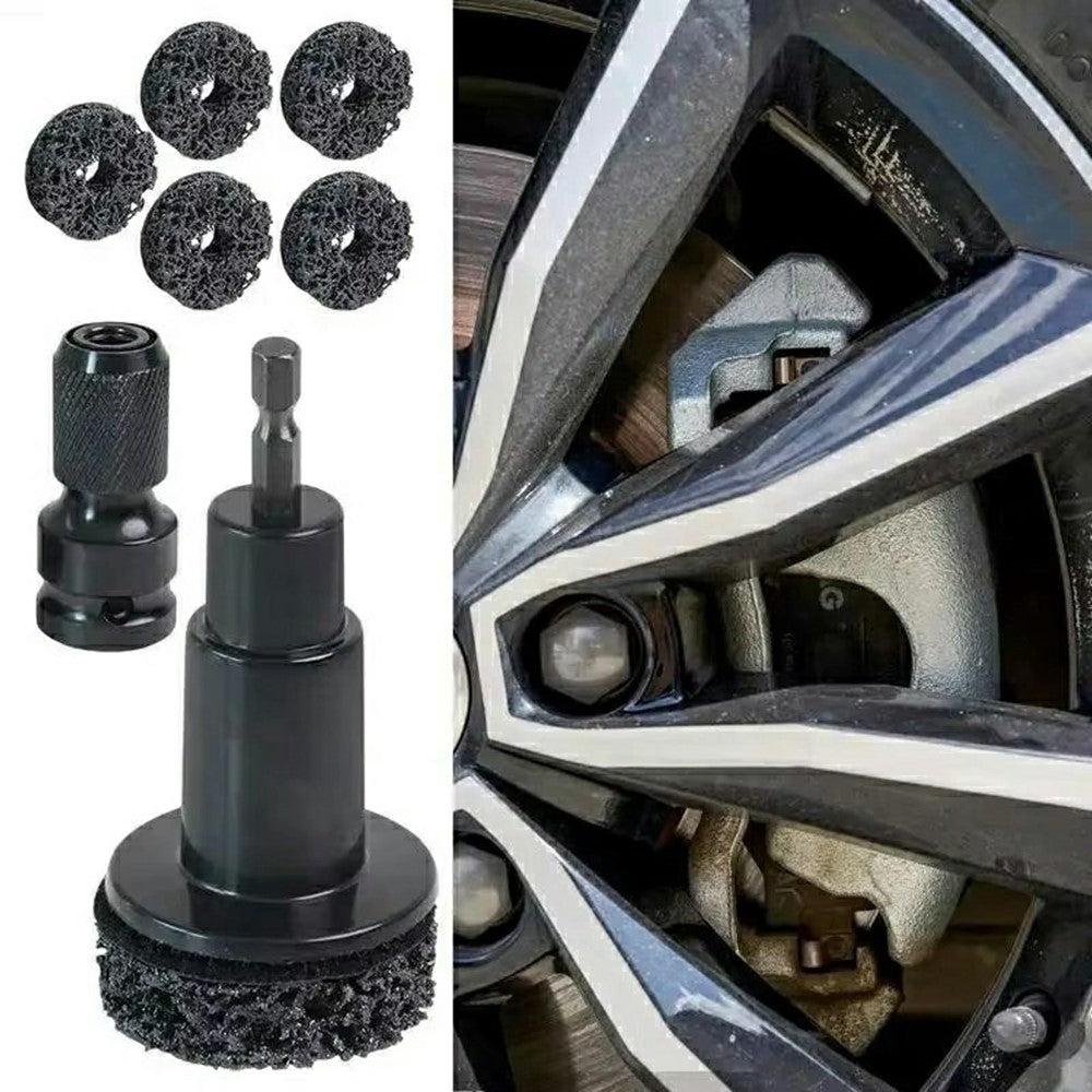 9Pcs Wheel Hub Brake Disc Rust Removal Tool Kit with 5 Grinding Discs Wire Brush Gloves for Car Maintenance