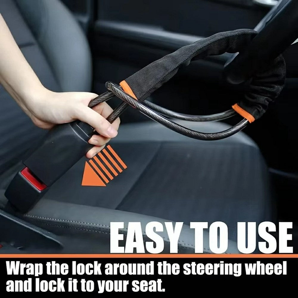 70cm Car Steering Wheel Lock Thickened Steel Wire Anti-Theft Lock with 3 Keys for Truck / SUV / Van