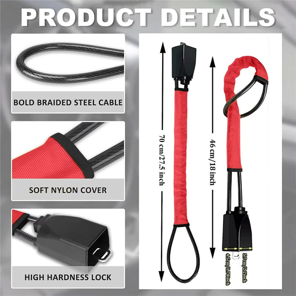 70cm Car Steering Wheel Lock Thickened Steel Wire Anti-Theft Lock with 3 Keys for Truck / SUV / Van