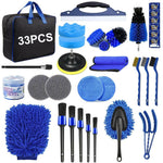 33Pcs Car Cleaning Kit Auto Detailing Tools Drill Brush Microfiber Towel Tire Brush for Interior Exterior