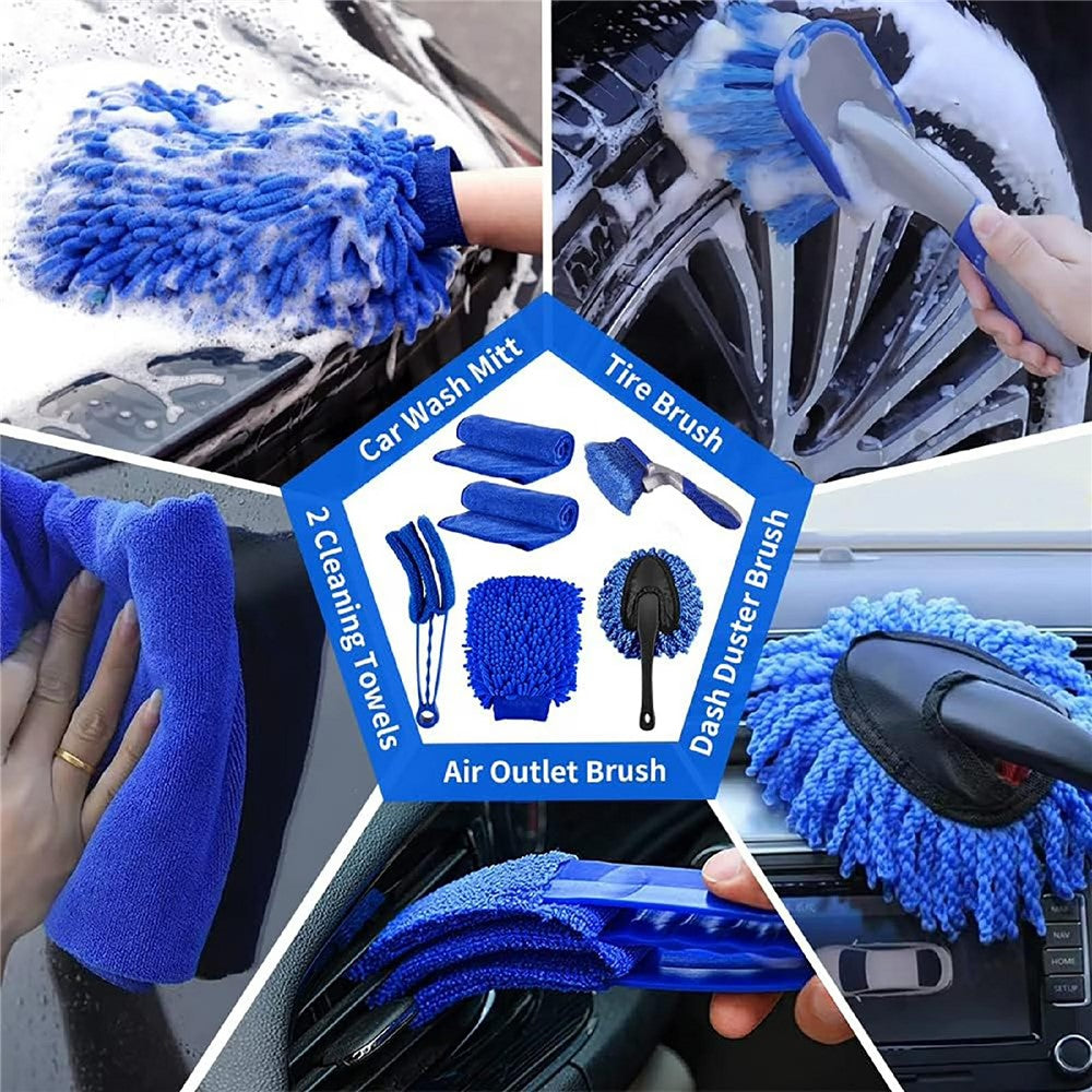 33Pcs Car Cleaning Kit Auto Detailing Tools Drill Brush Microfiber Towel Tire Brush for Interior Exterior