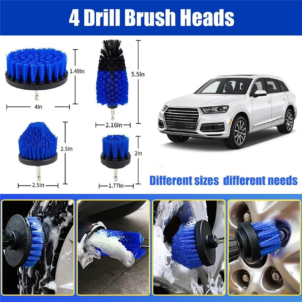 33Pcs Car Cleaning Kit Auto Detailing Tools Drill Brush Microfiber Towel Tire Brush for Interior Exterior