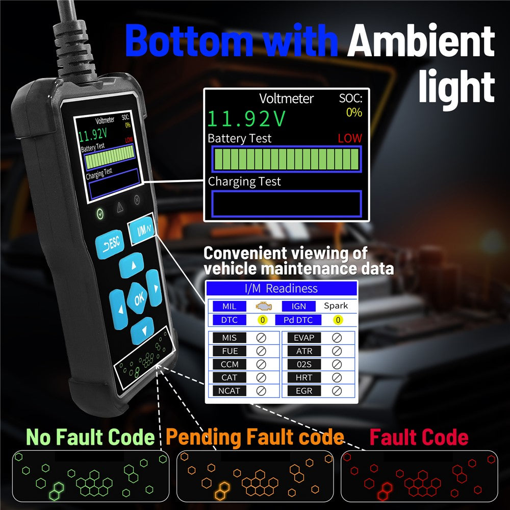 AT100 1.8 Inch TFT Screen OBD2 Scanner Car Diagnostic Tool Engine Code Reader for Auto Repair