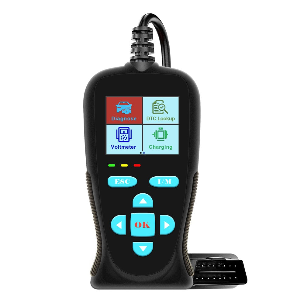 AT200 OBD2 Diagnostic Scanner Tool Built-in Voltmeter 30000+ DTC Codes for Car Fault Detection