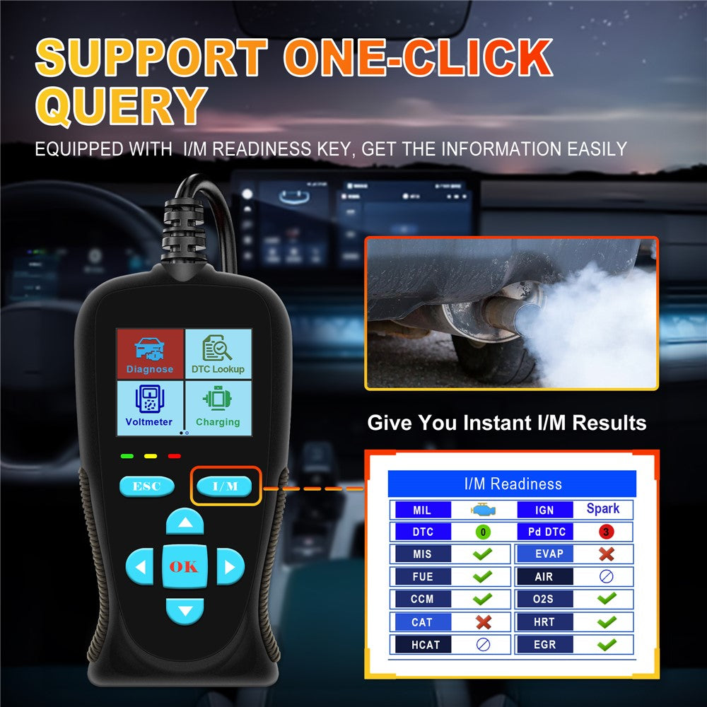 AT200 OBD2 Diagnostic Scanner Tool Built-in Voltmeter 30000+ DTC Codes for Car Fault Detection
