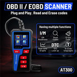 AT300 OBD2 Scanner 1.8 Inch TFT Screen Car Diagnostic Tool Battery Test Code Reader for Engine Check