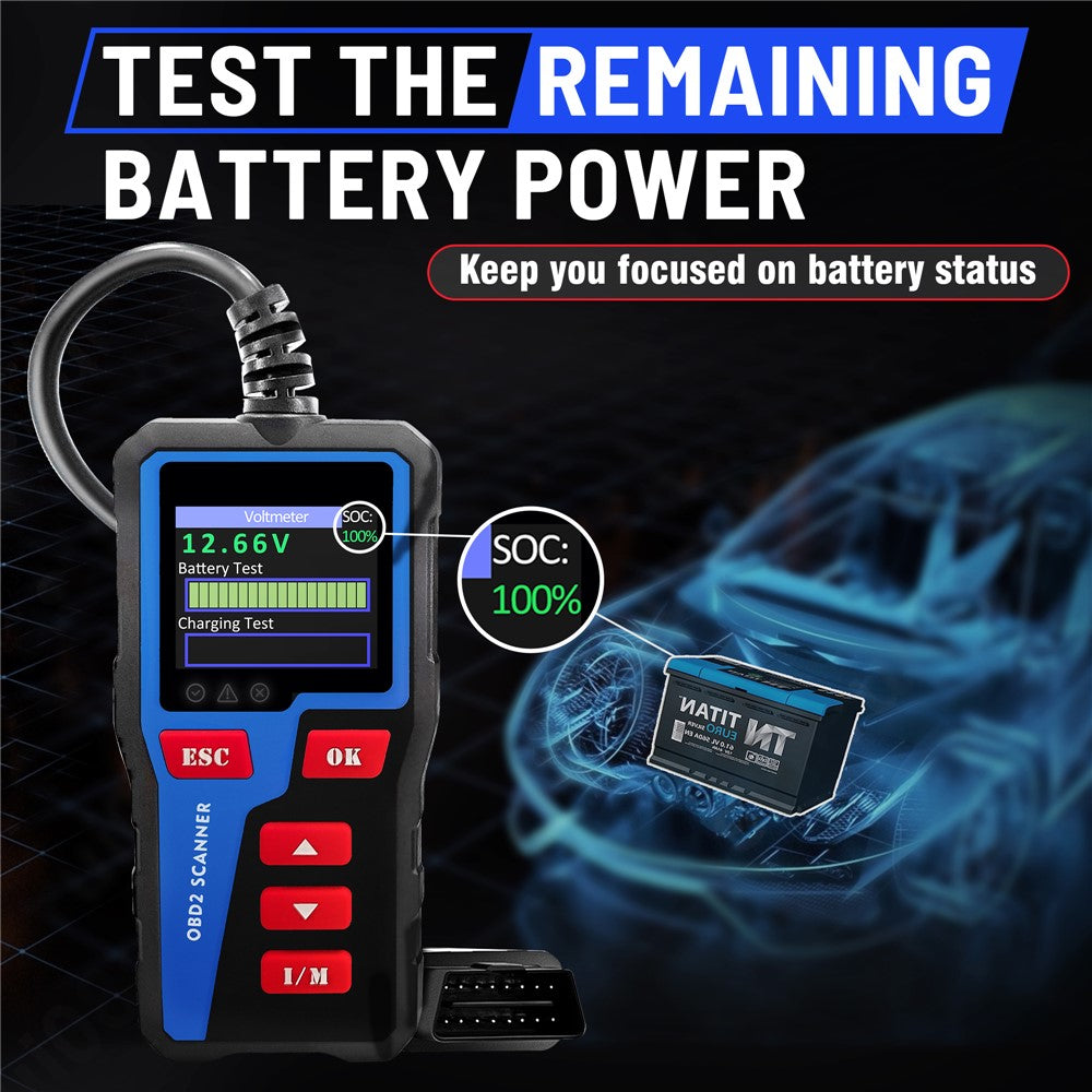 AT300 OBD2 Scanner 1.8 Inch TFT Screen Car Diagnostic Tool Battery Test Code Reader for Engine Check