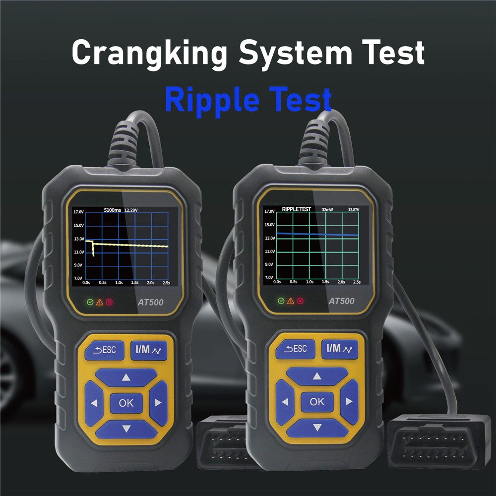 AT500 OBD2-skanner 2,4-tums färg-TFT-skärm bildiagnostikverktyg batteritest för bilar