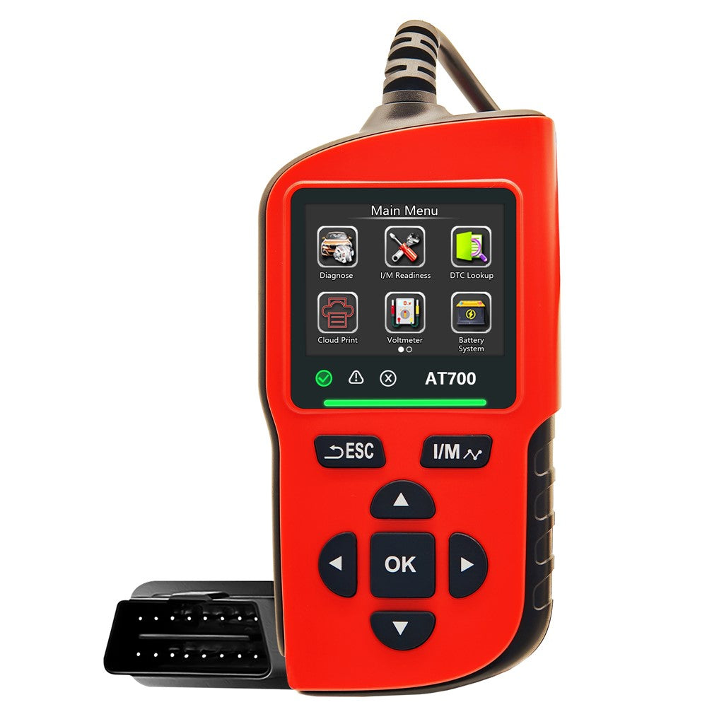 AT700 OBD2 Scanner 2.4-inch TFT Screen Battery Test Car Diagnostic Tool Supports Cloud Print