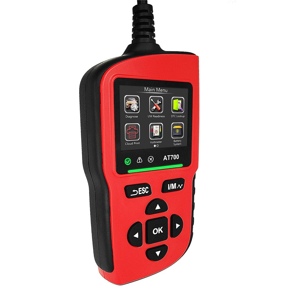 AT700 OBD2 Scanner 2.4-inch TFT Screen Battery Test Car Diagnostic Tool Supports Cloud Print