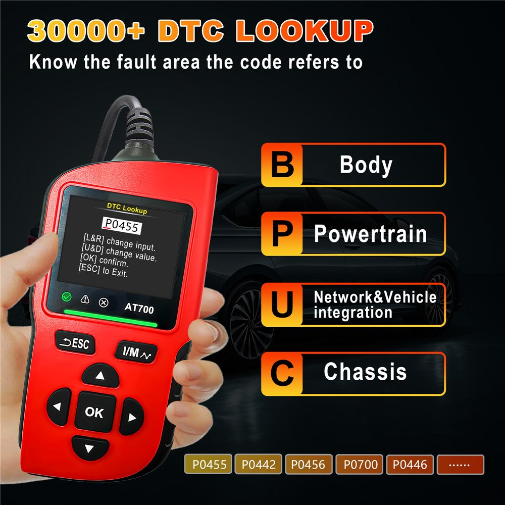 AT700 OBD2 Scanner 2.4-inch TFT Screen Battery Test Car Diagnostic Tool Supports Cloud Print