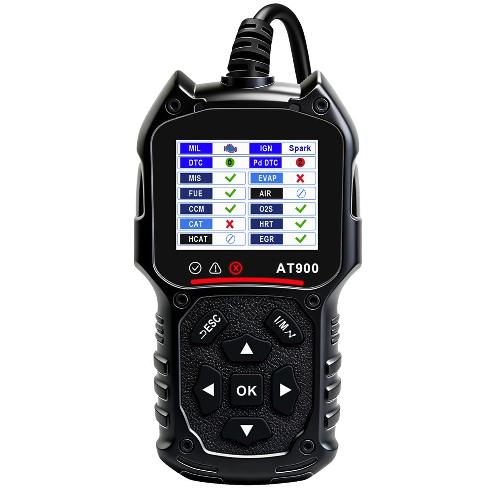 AT900 OBD2 Car Diagnostic Scanner Tool Support Cloud Print 2.4 Inch TFT Screen Battery Tester for Engine Check