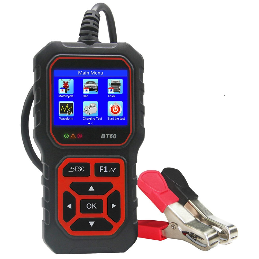 BT60 2,4 tommer TFT-skærm batteritester og -analysator 6V / 12V / 24V bil motorcykel lastbil blysyre batteridiagnoseværktøj
