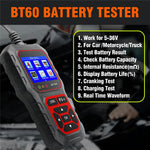 BT60 2,4 tommer TFT-skærm batteritester og -analysator 6V / 12V / 24V bil motorcykel lastbil blysyre batteridiagnoseværktøj