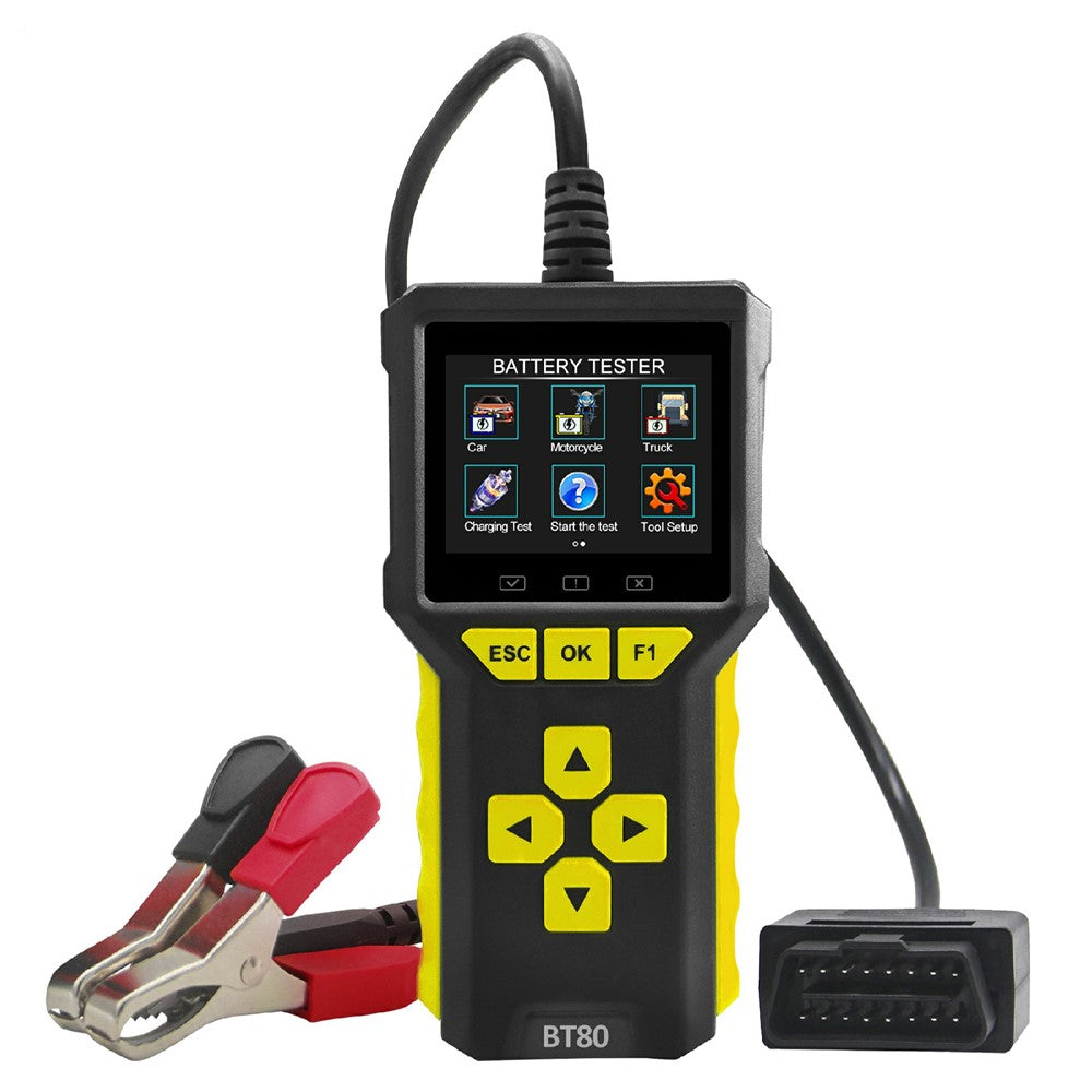 BT80 2-i-1 OBD2 Skanner 6V-24V Batteritestare Diagnostikverktyg för bil motorcykel lastbil