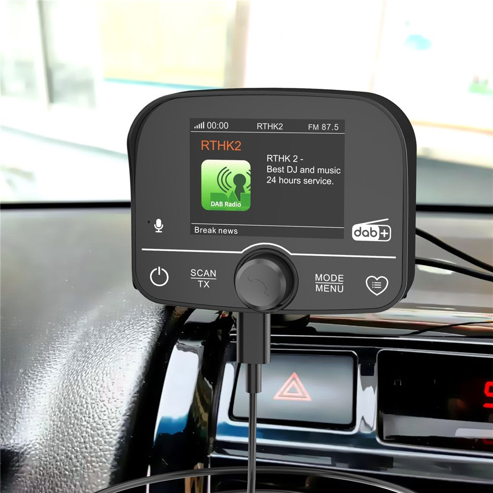 C9 Car DAB Digital Radio Receiver Bluetooth-compatible 2.4 Inch Touch Screen USB-C FM Transmitter for Car Audio